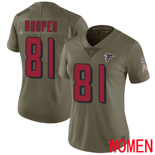 Atlanta Falcons Limited Olive Women Austin Hooper Jersey NFL Football #81 2017 Salute to Service->women nfl jersey->Women Jersey